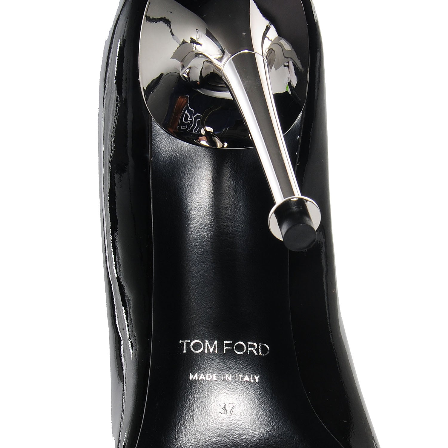 Tom Ford Patent Leather Pumps 37 Black Silver 6 of 7