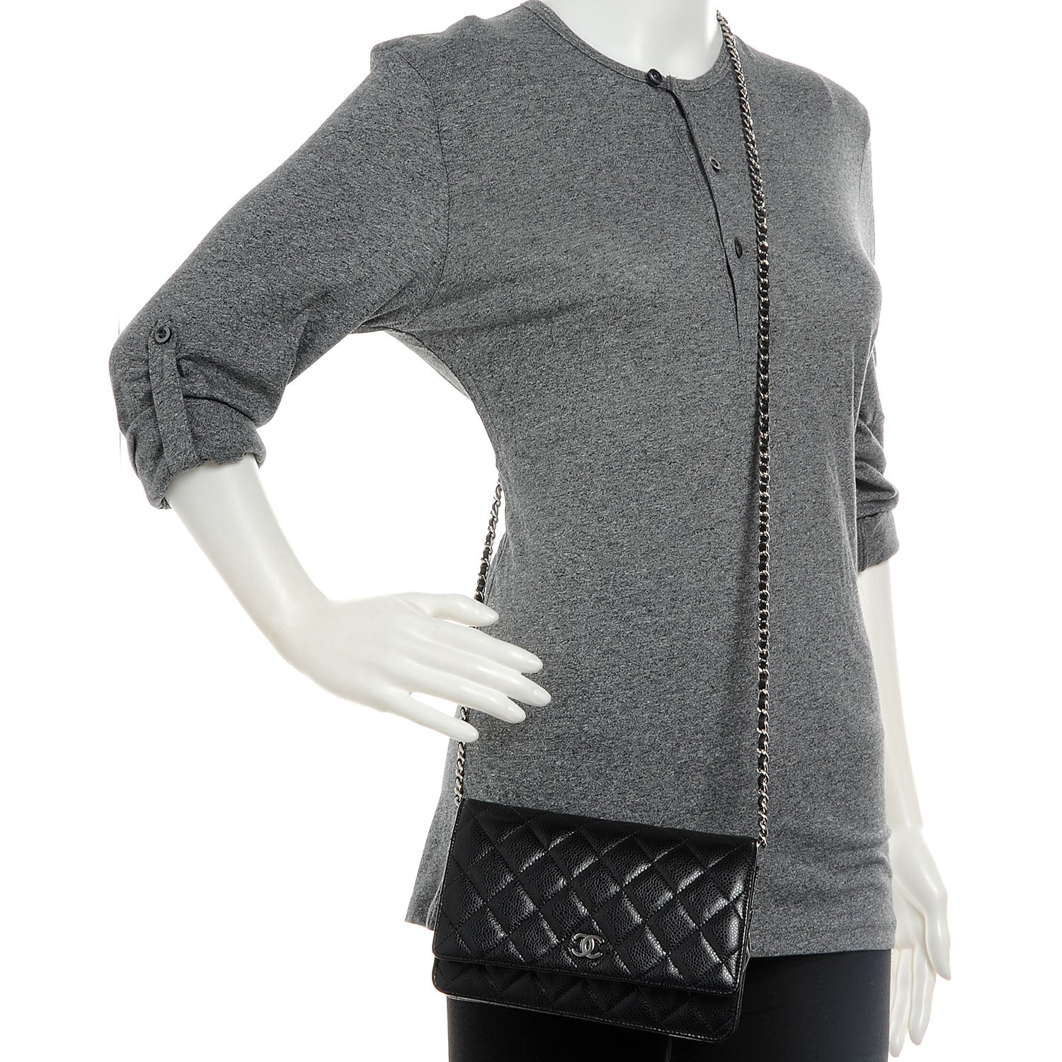 Chanel Caviar Quilted Wallet on Chain Black 2 of 8