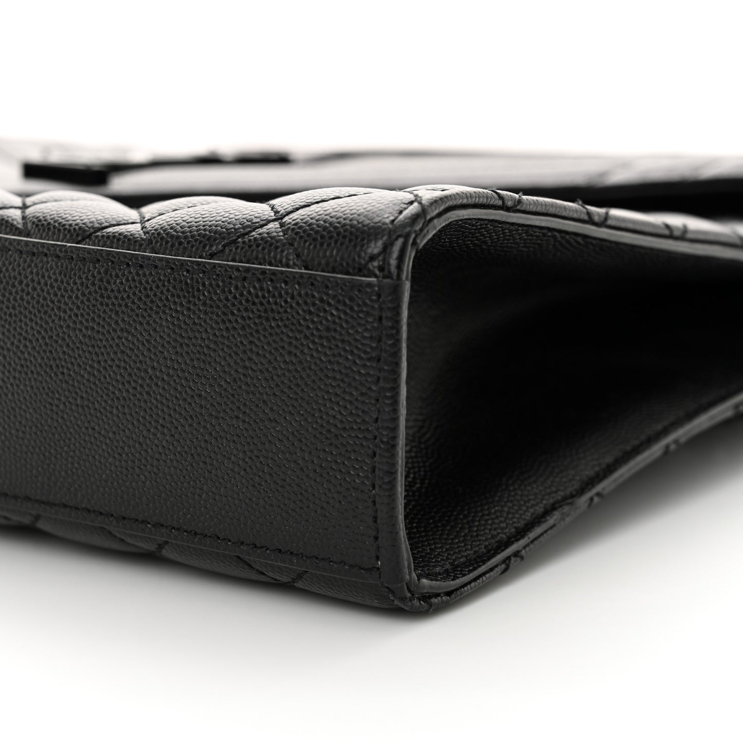 Grain De Poudre Textured Mixed Matelasse Large Triquilt Monogram Monochrome Satchel Black