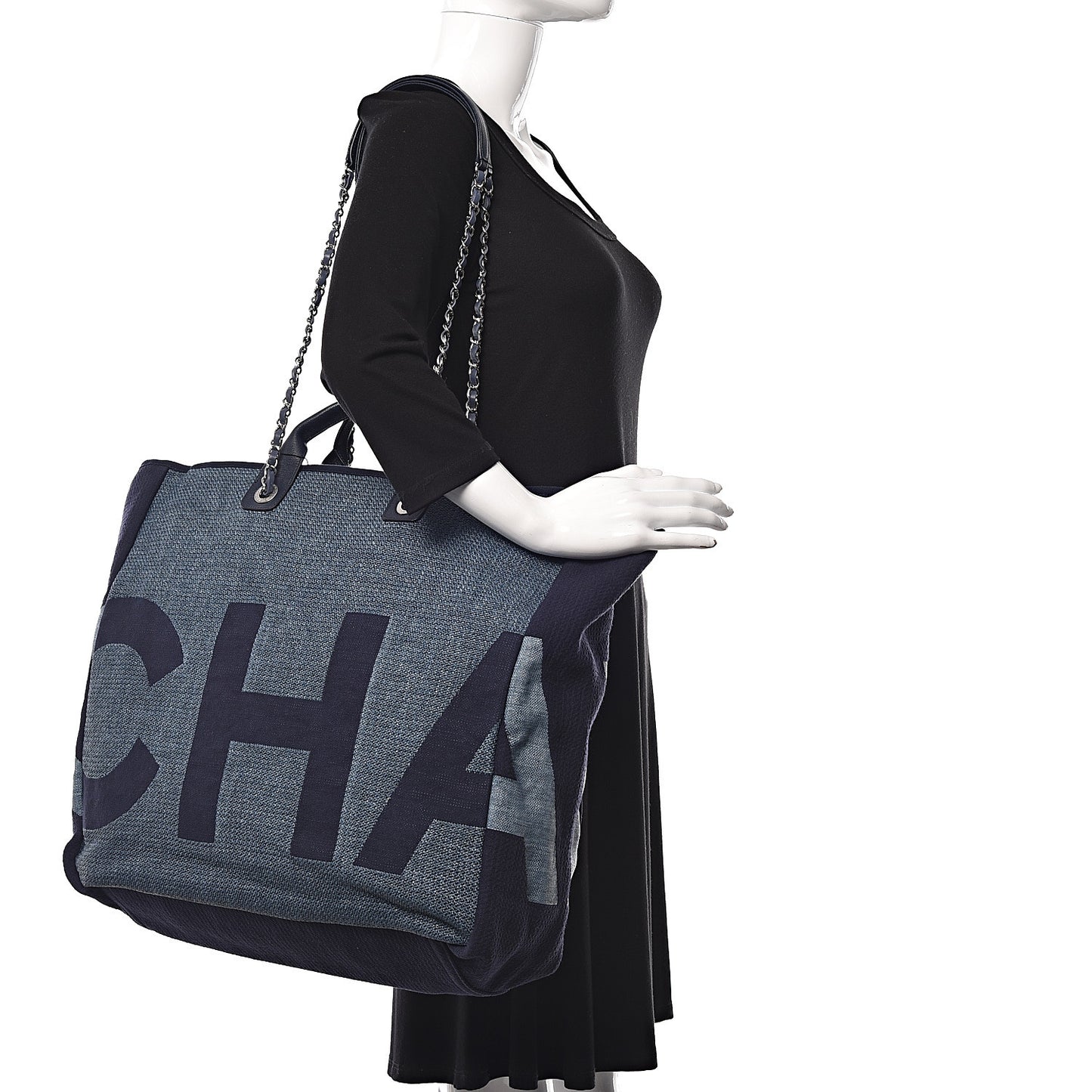Canvas Large Shopping Tote Dark Blue