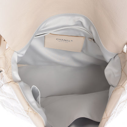 Chanel Glazed Calfskin XL On The Road Flap Ivory 5 of 14