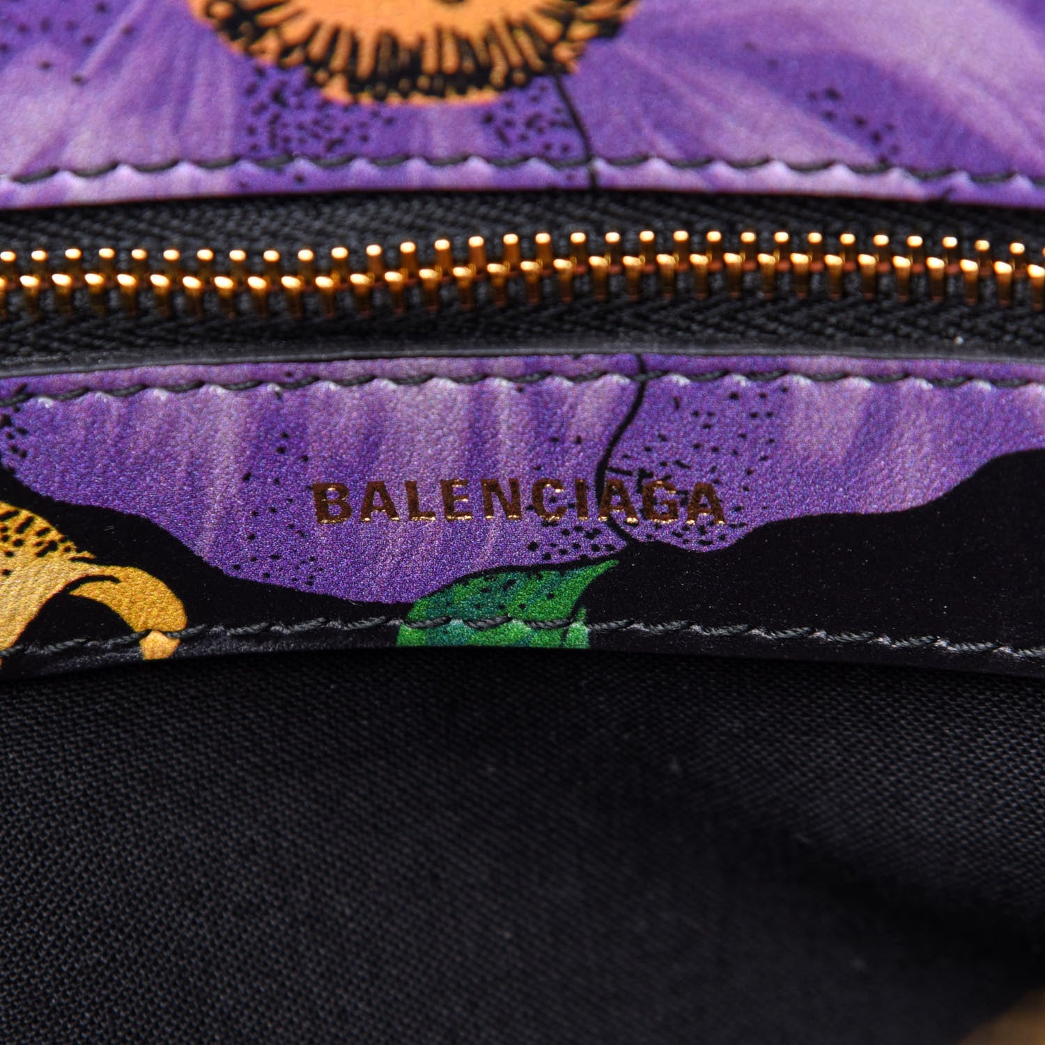 Balenciaga Smooth Calfskin Lush Floral Print S Ville Top Handle Bag Black Multicolor 8 of 10