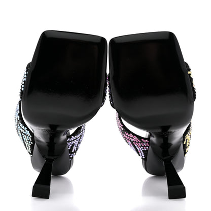 Versace X FENDI Calfskin Crystal Fendace FF Medusa High Heel Mule Sandals 36 Black Multicolor 5 of 12