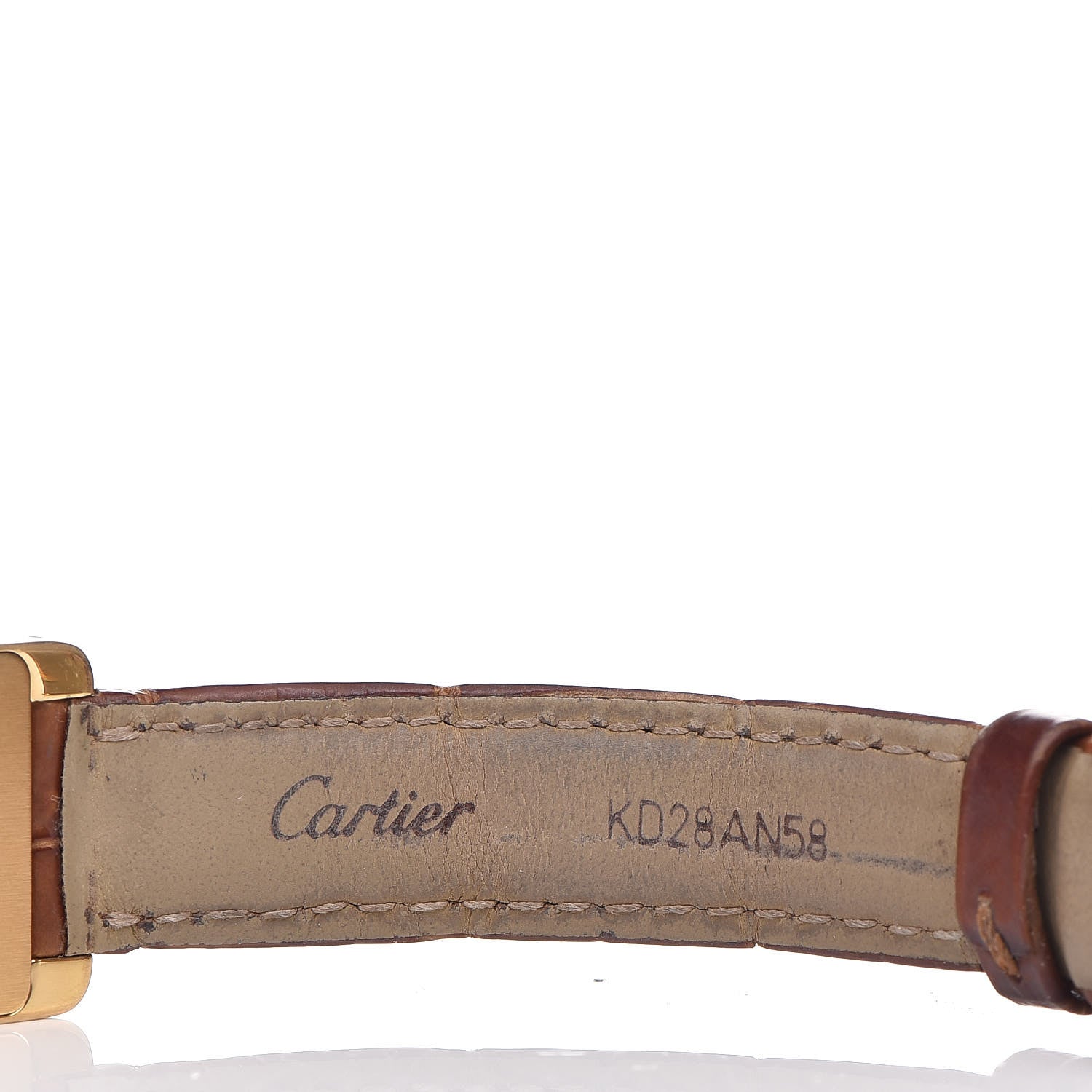 Cartier 18K Yellow Gold Alligator 19mm Tank Americaine Quartz Watch Brown 8 of 8