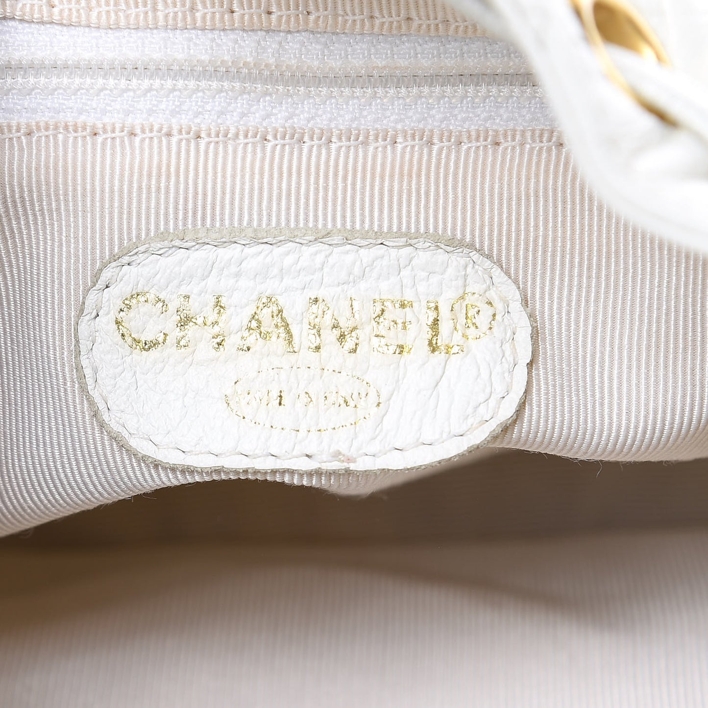 Calfskin Quilted Drawstring Bag White