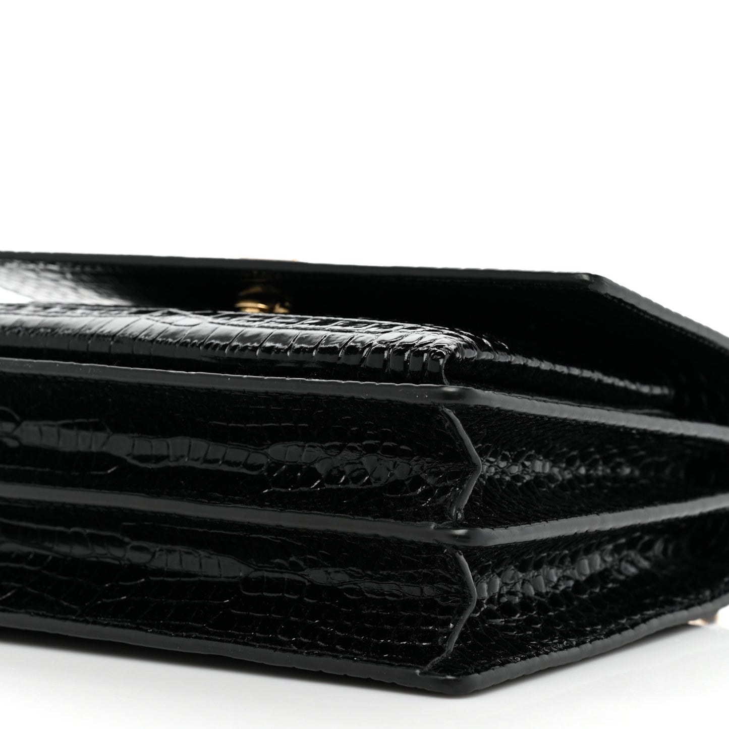 Calfskin Crocodile Embossed Medium Monogram Sunset Black
