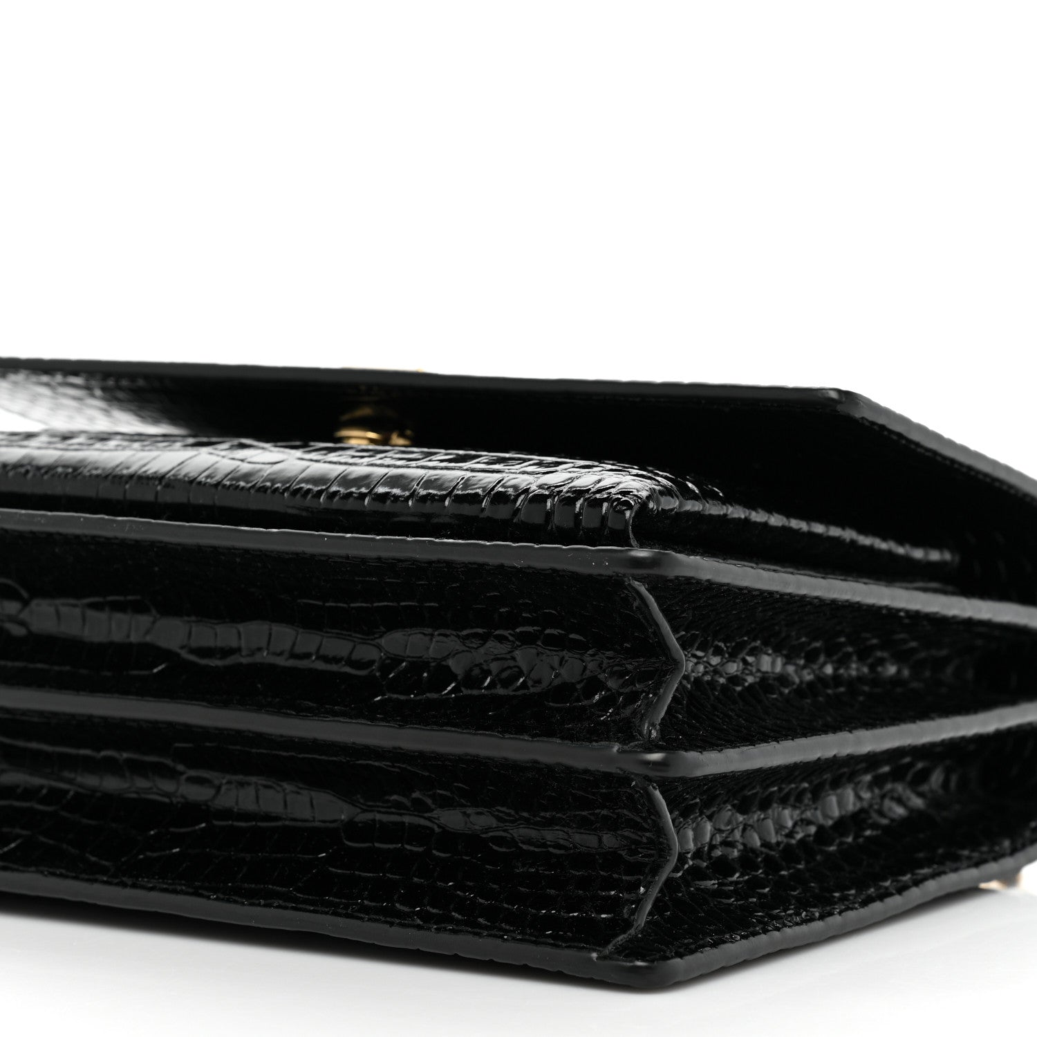 Saint Laurent Calfskin Crocodile Embossed Medium Monogram Sunset Black 9 of 10