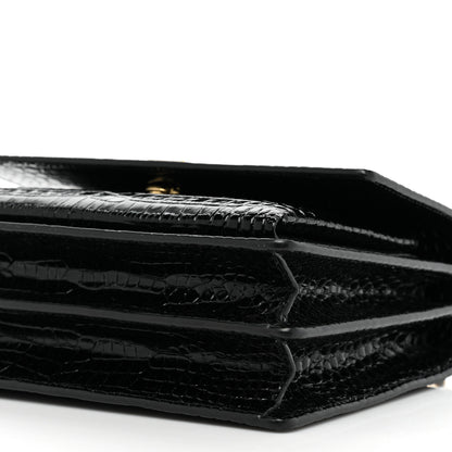 Saint Laurent Calfskin Crocodile Embossed Medium Monogram Sunset Black 9 of 10