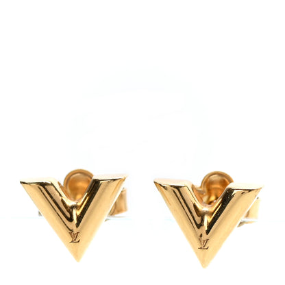 Louis Vuitton Brass Essential V Stud Earrings Gold 1 of 4