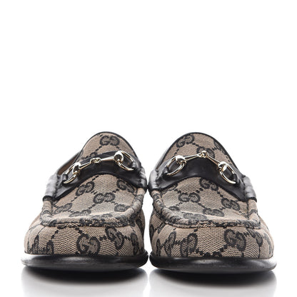 Gucci Monogram Calfskin Womens Horsebit Loafers 7 Black 2 of 11