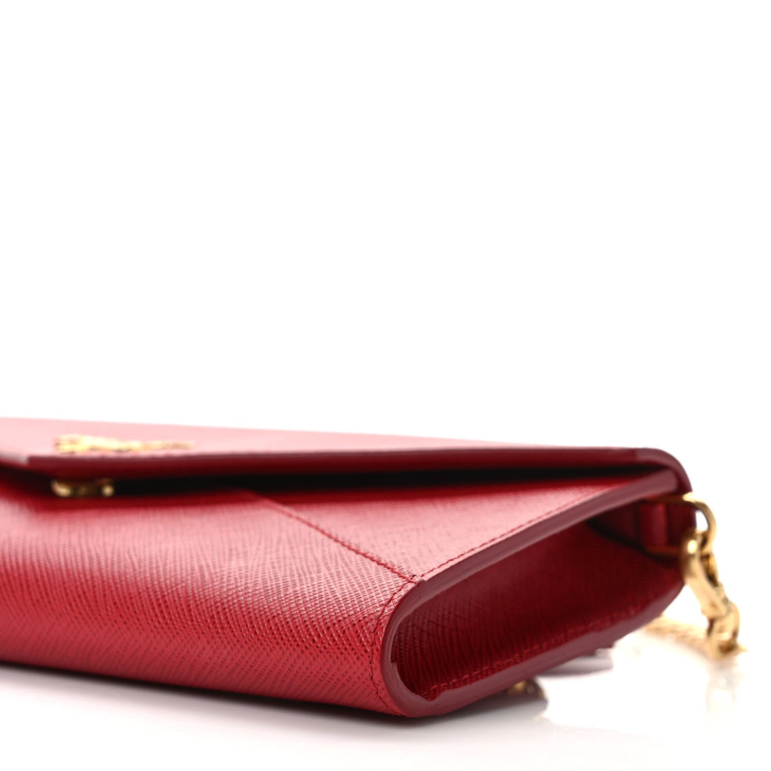 Prada Saffiano Metal Wallet With Chain Fuoco 8 of 8