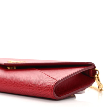 Prada Saffiano Metal Wallet With Chain Fuoco 8 of 8