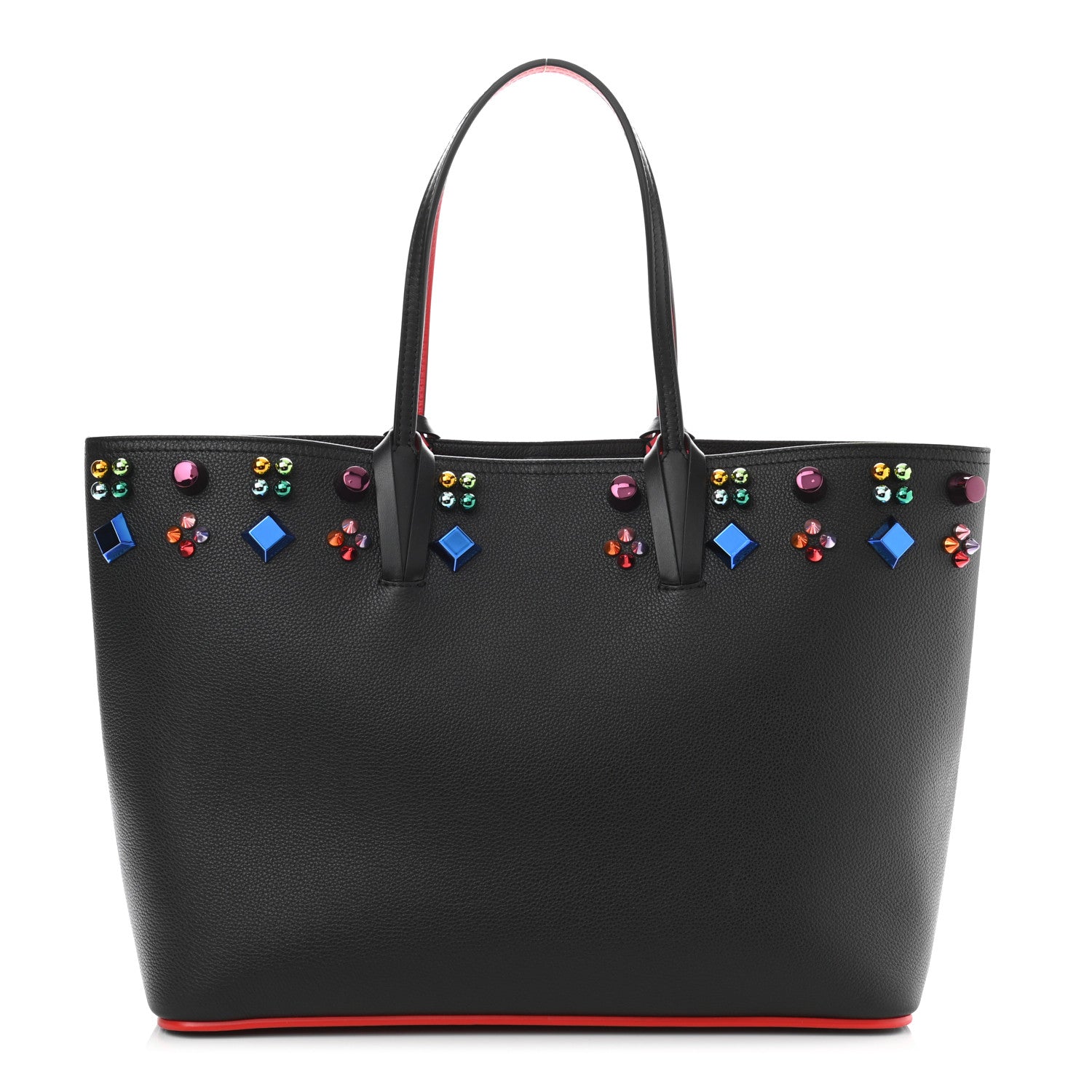 Christian Louboutin Calfskin Empire Spike Studded East West Cabata Tote Black 3 of 13