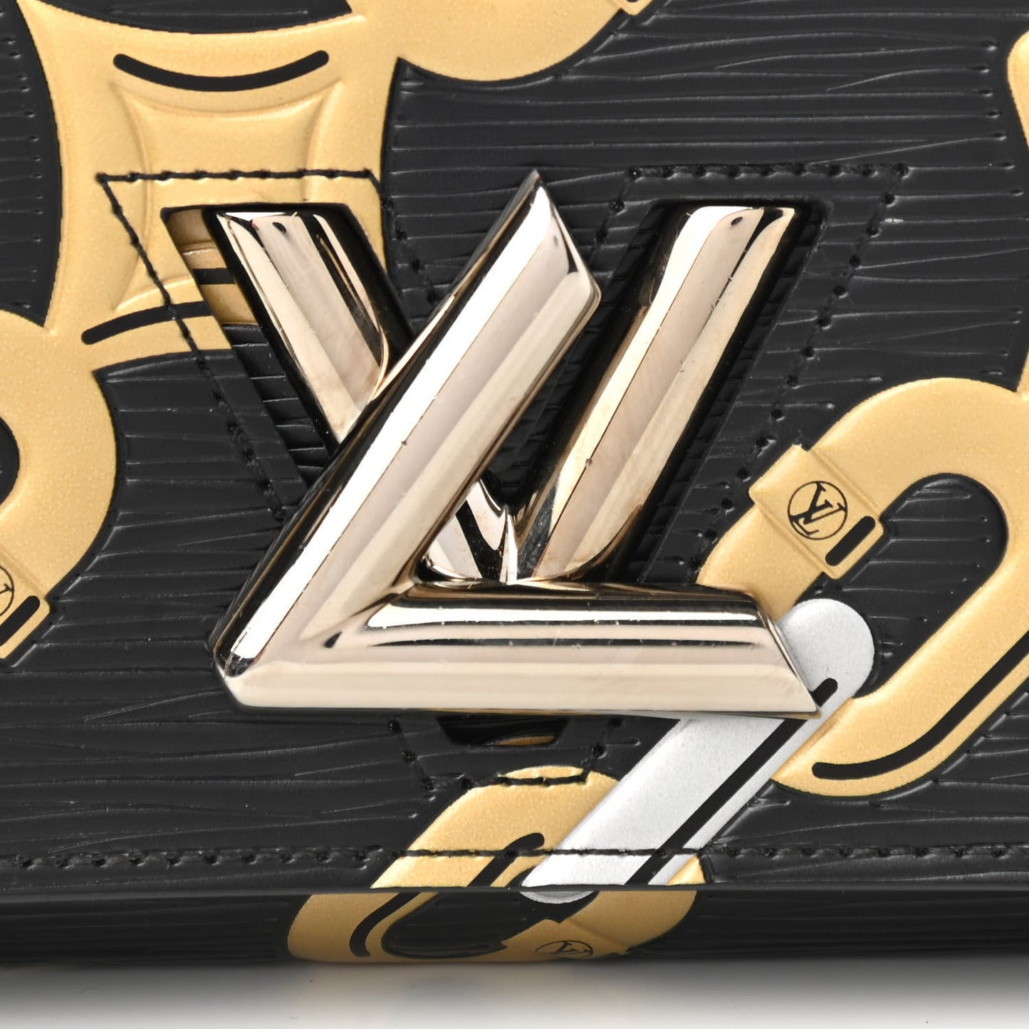 Epi Chain Flower Print Twist Chain Wallet Black