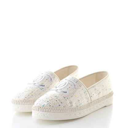 Chanel PVC Tweed CC Espadrilles 39 Ecru Blue Transparent 3 of 9
