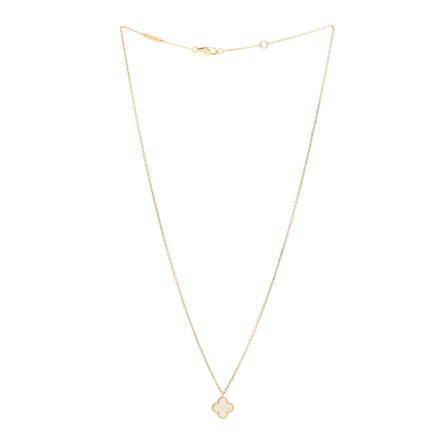 18K Yellow Gold Mother of Pearl Sweet Alhambra Pendant Necklace