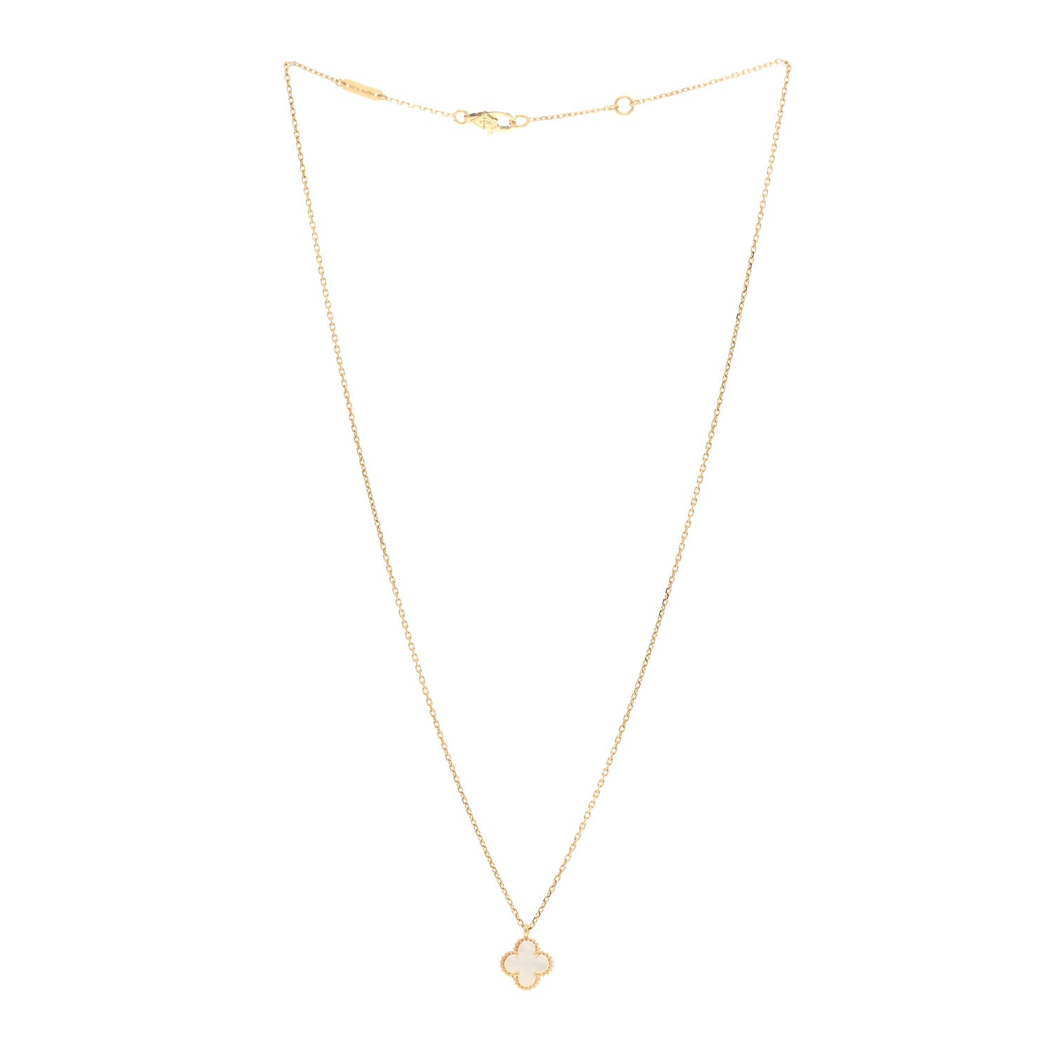 Van Cleef & Arpels 18K Yellow Gold Mother of Pearl Sweet Alhambra Pendant Necklace 3 of 5