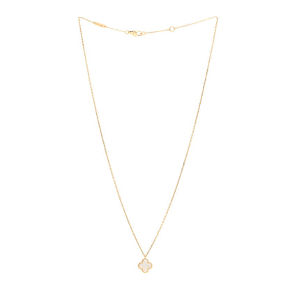 Van Cleef & Arpels 18K Yellow Gold Mother of Pearl Sweet Alhambra Pendant Necklace 3 of 5