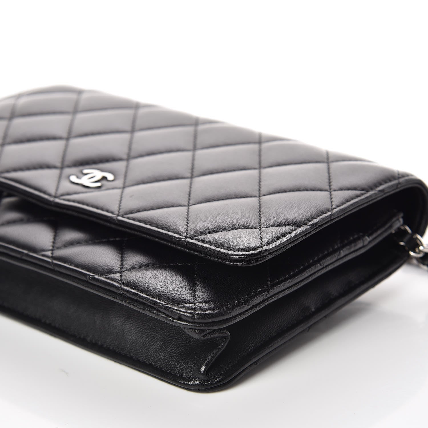Chanel Lambskin Quilted Wallet On Chain WOC Black 10 of 12