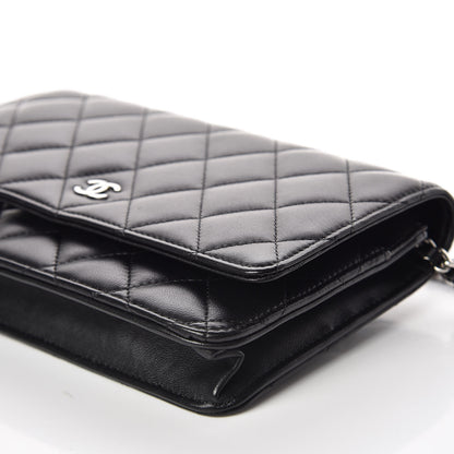 Chanel Lambskin Quilted Wallet On Chain WOC Black 10 of 12