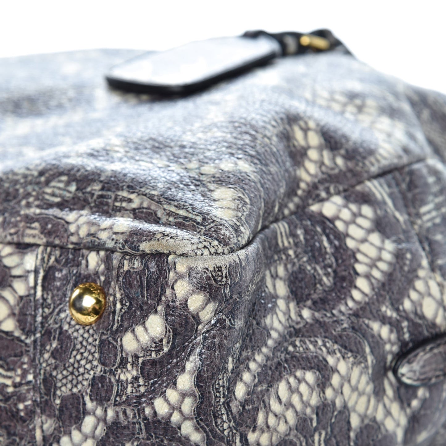 Cervo Lux Print Lace Bauletto Bag Talco