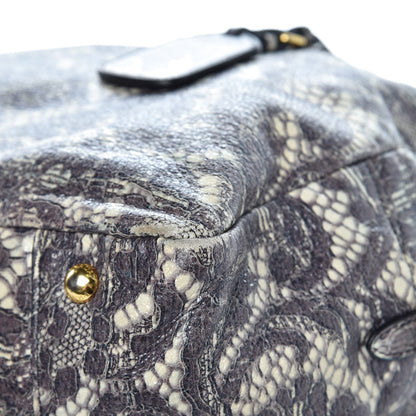 Prada Cervo Lux Print Lace Bauletto Bag Talco 9 of 12