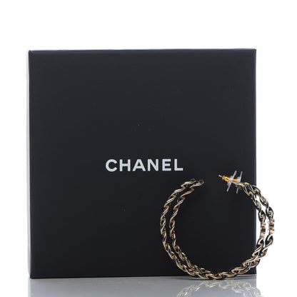 Chanel Lambskin CC Chain Hoop Earrings Gold Black 5 of 5