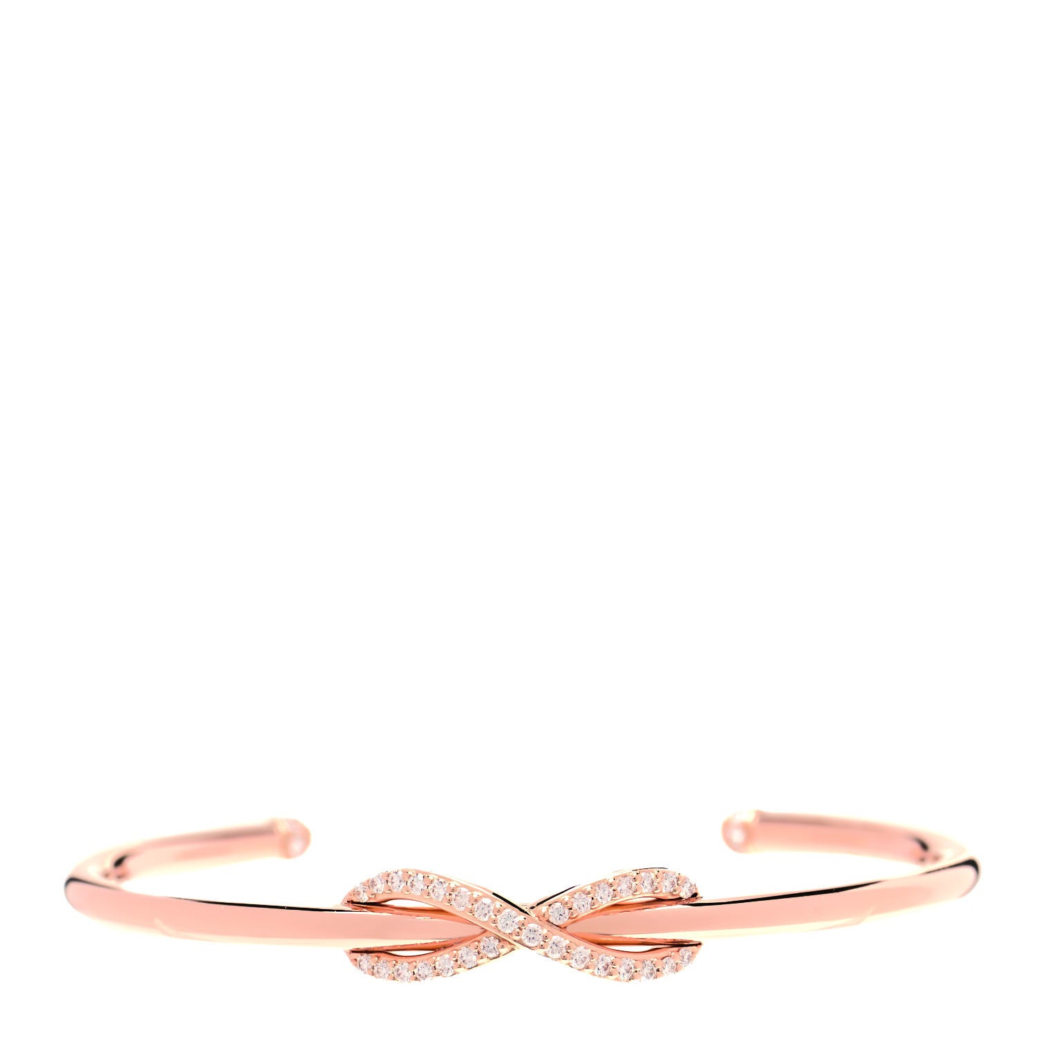 Tiffany 18K Rose Gold Diamond Infinity Cuff Bracelet 1 of 4