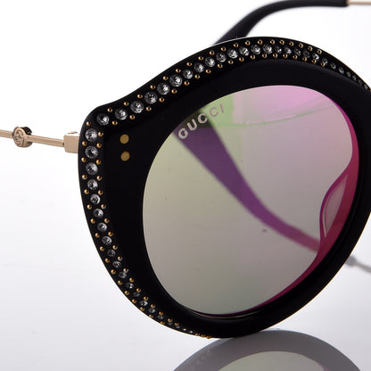 Gucci Crystal Cat Eye GG0214S Sunglasses Black Gold Pink 8 of 10