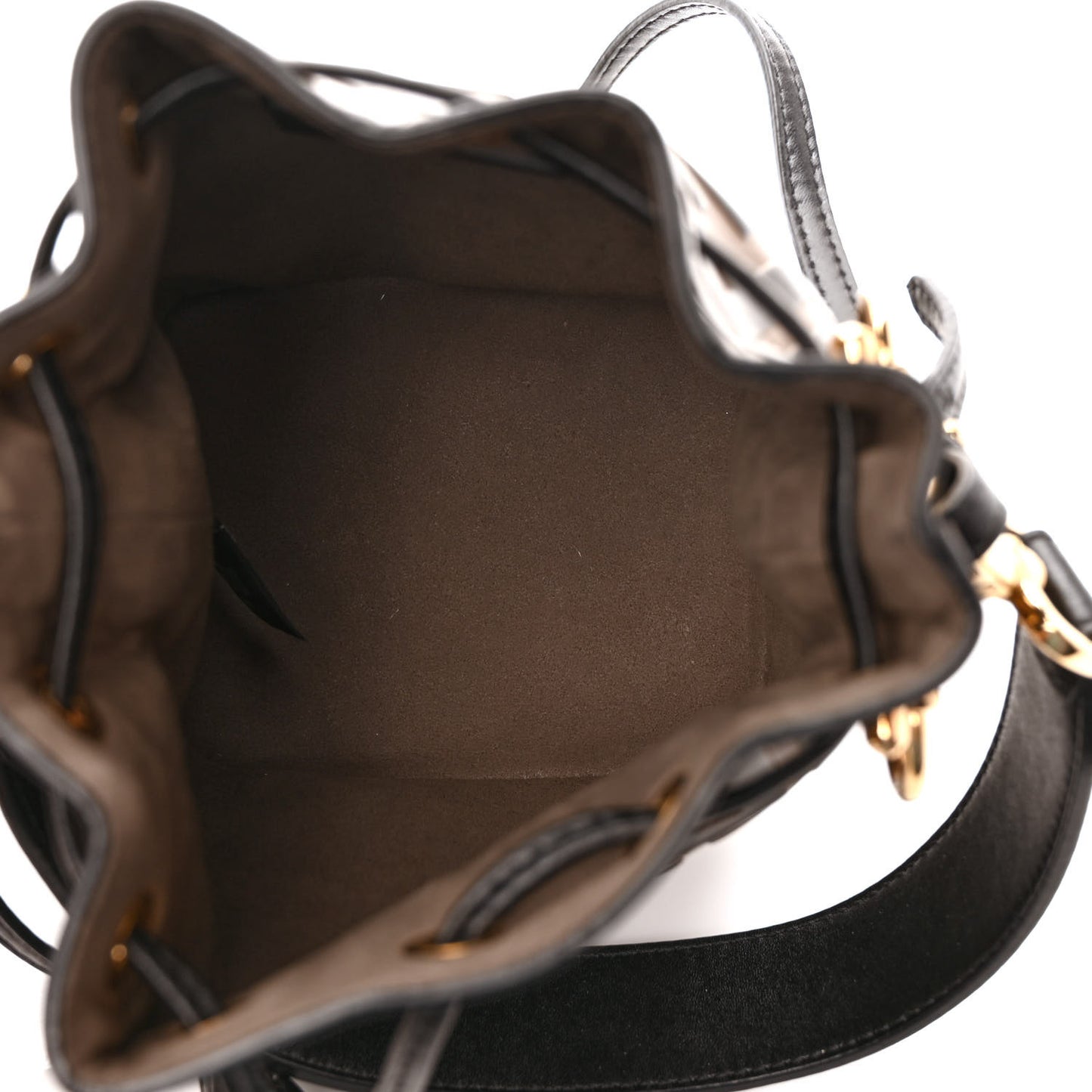 Vitello Liberty F is Fendi Bi-Color FF 1974 Embossed Mini Mon Tresor Bucket Bag Maya Black