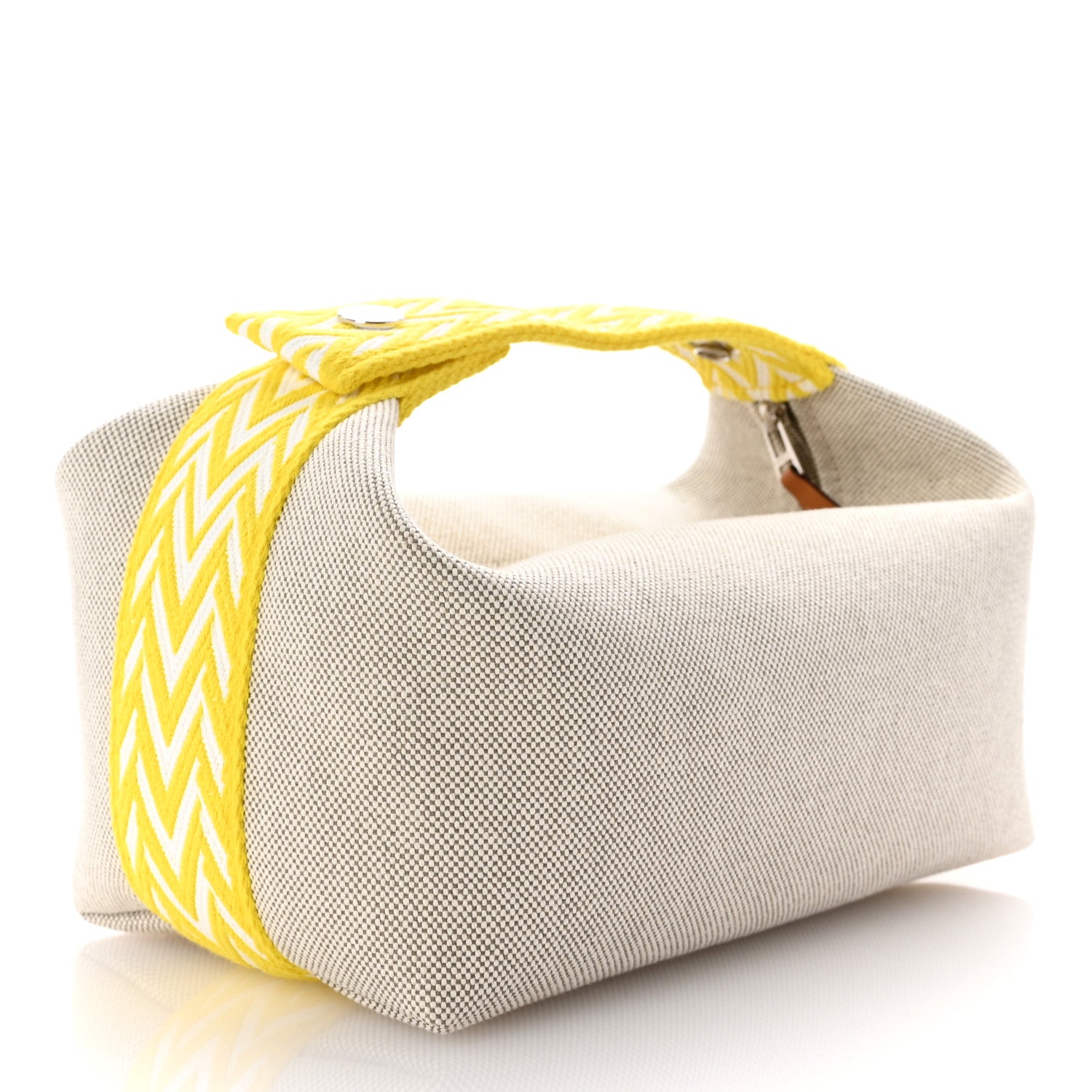 Hermes Canvas Small Bride-A-Brac Pouch Natural Jaune Citron 3 of 6