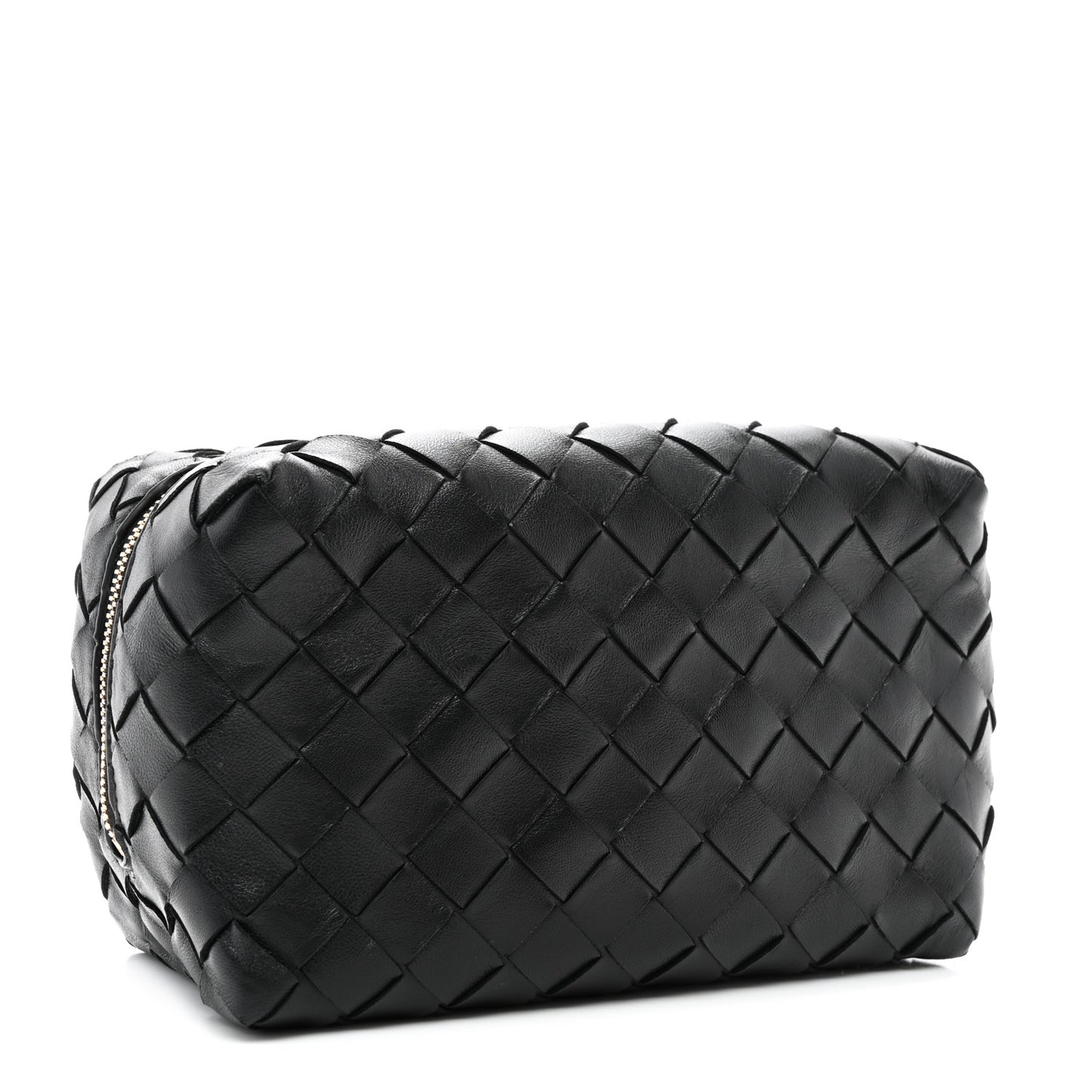 Nappa Intrecciato Zip Wristlet Clutch Black
