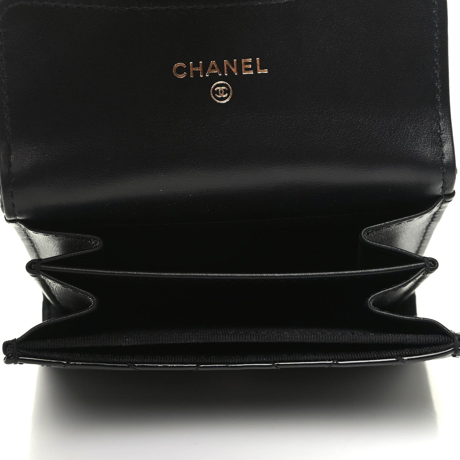 Chanel Patent Quilted Flap Card Holder Wallet Black 5 of 8