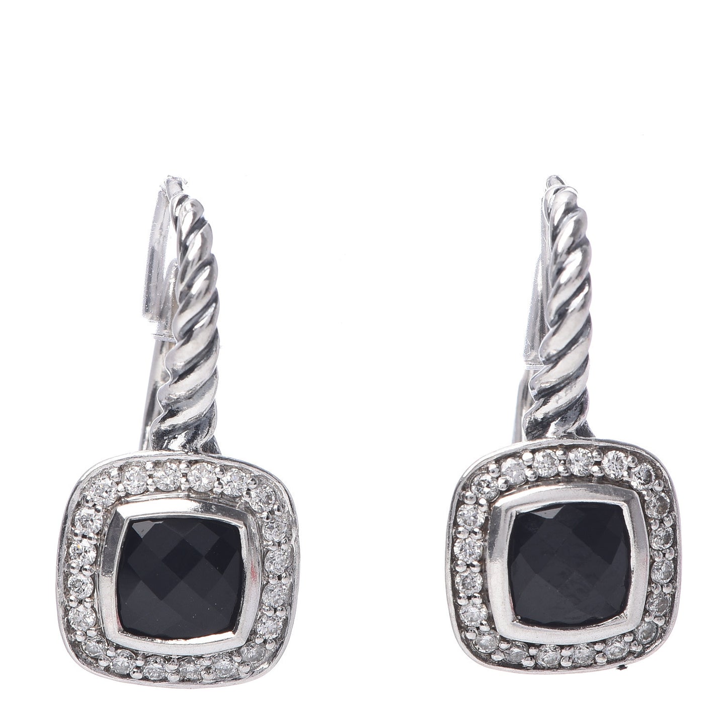 Sterling Silver Diamond Black Onyx Petite Albion Drop Earrings