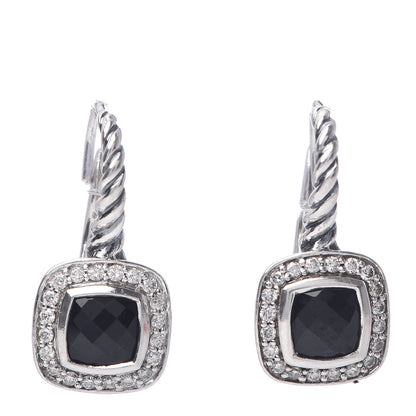 David Yurman Sterling Silver Diamond Black Onyx Petite Albion Drop Earrings 1 of 4