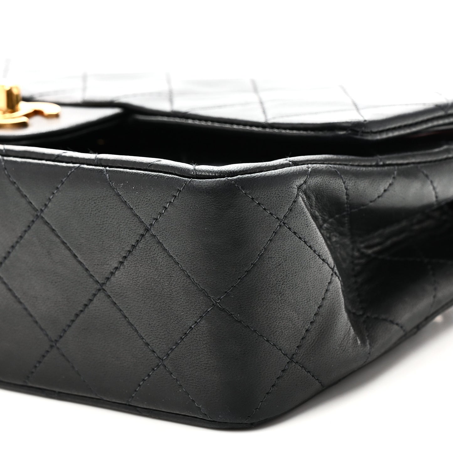 Lambskin Quilted Small Double Flap Black