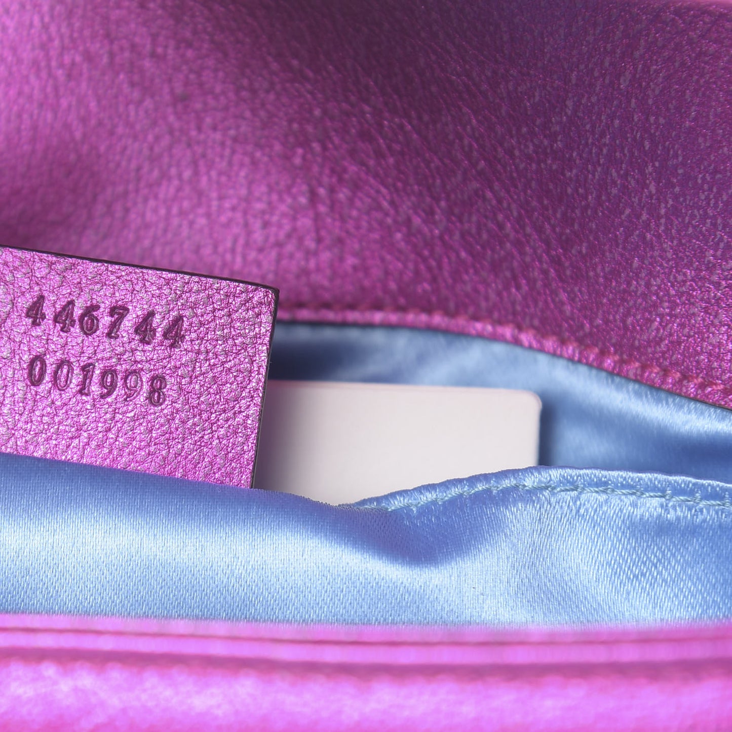 Metallic Calfskin Matelasse Mini GG Marmont Shoulder Bag Fuchsia