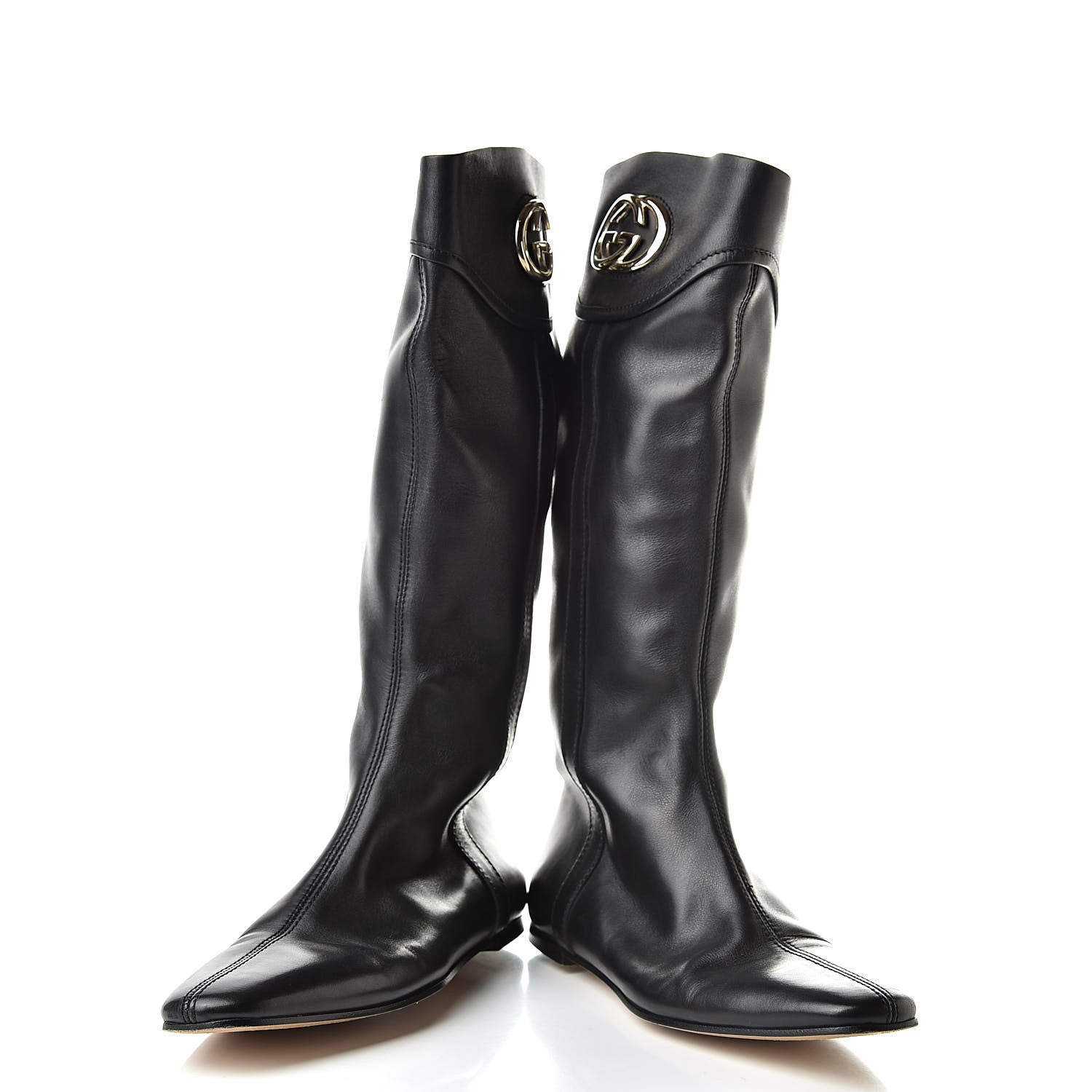 Gucci Calfskin Interlocking G Boots 38.5 Black 6 of 14
