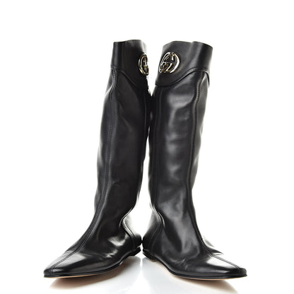 Gucci Calfskin Interlocking G Boots 38.5 Black 6 of 14