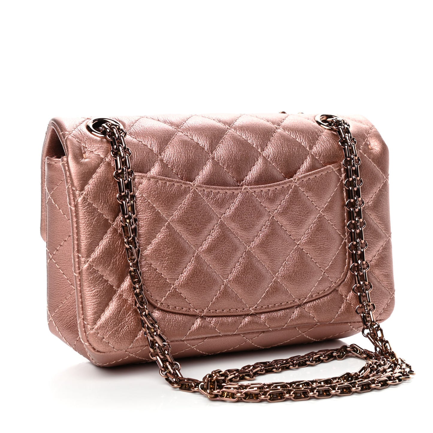 Metallic Grained Calfskin Quilted 2.55 Reissue Mini Flap Copper Pink