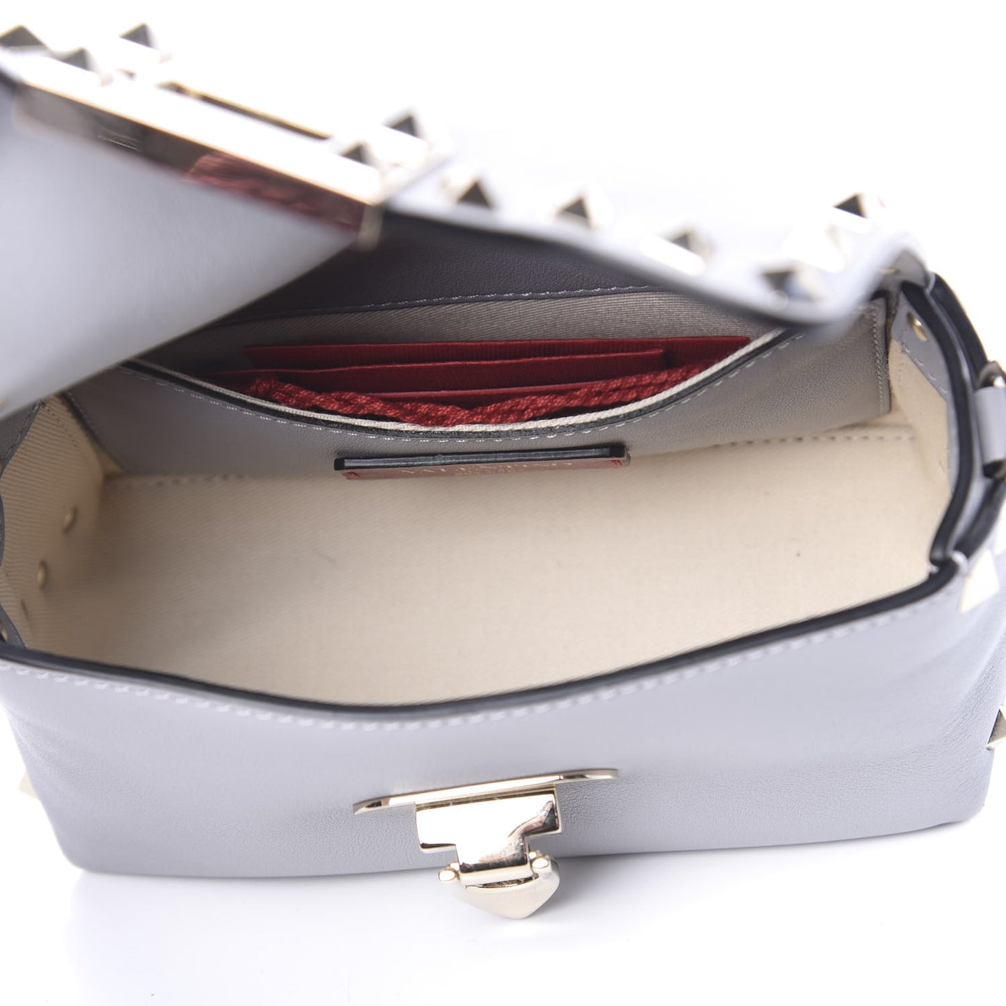 Vitello Mini Rockstud Crossbody Bag Pastel Grey