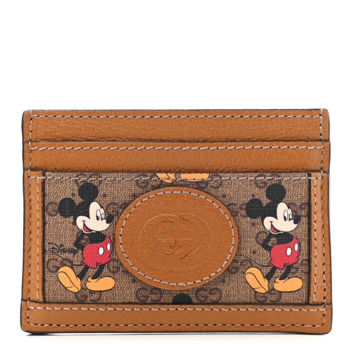 Gucci X DISNEY Mini Vintage GG Supreme Monogram Mickey Mouse Card Holder Beige Vintage Sun Oil 1 of 8