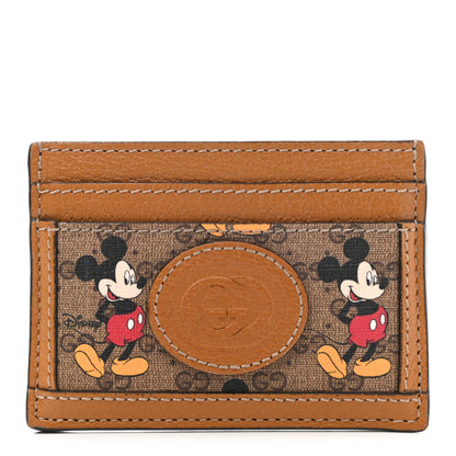 Gucci X DISNEY Mini Vintage GG Supreme Monogram Mickey Mouse Card Holder Beige Vintage Sun Oil 1 of 8