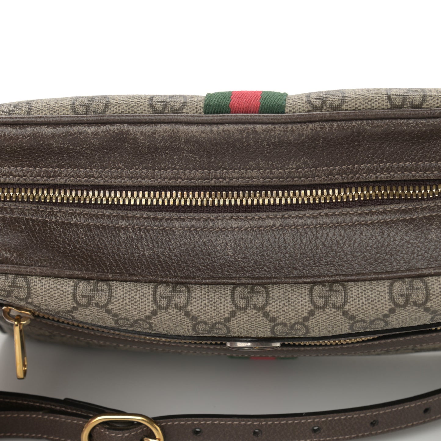 GG Supreme Monogram Web Small Ophidia Shoulder Bag Brown