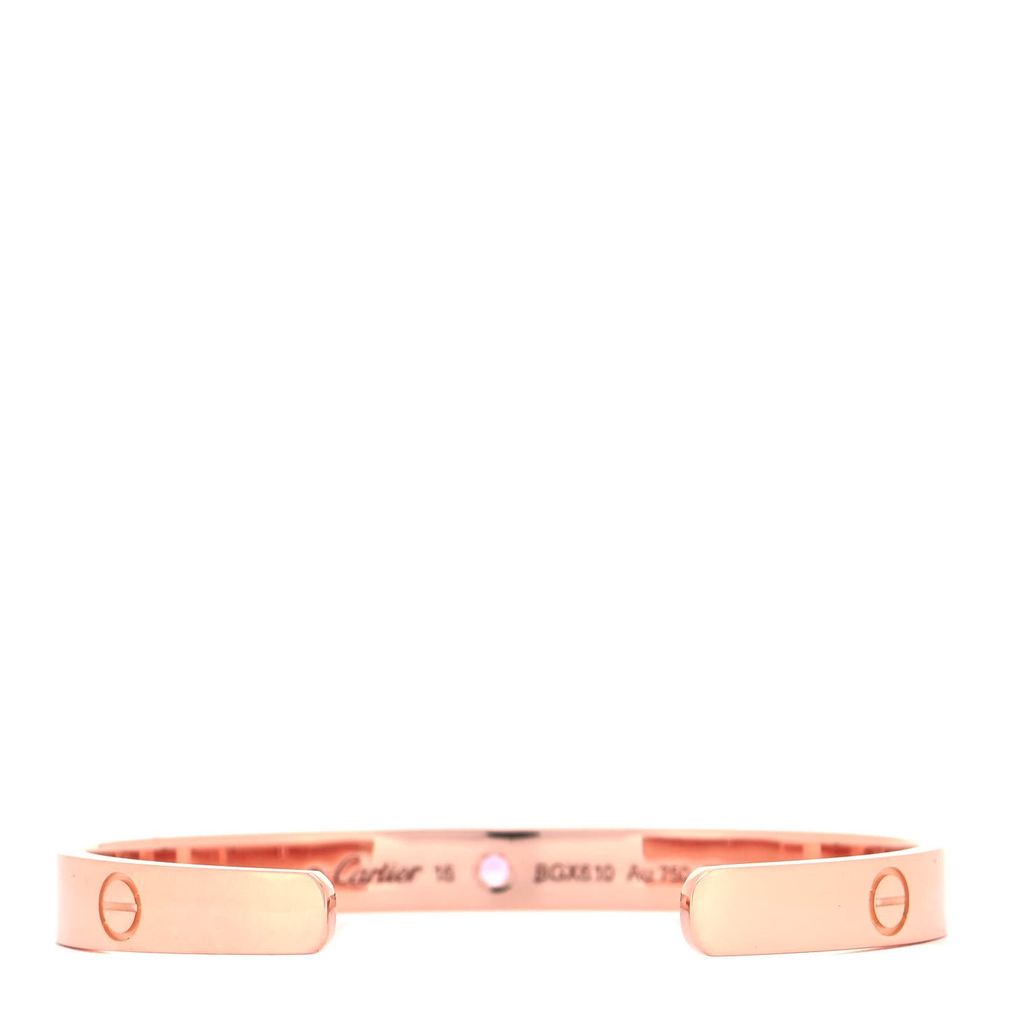 18K Pink Gold Pink Sapphire LOVE Cuff Bracelet 16