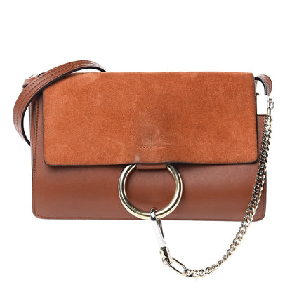 Chloe Suede Calfskin Small Faye Shoulder Bag Tobacco 1 of 17