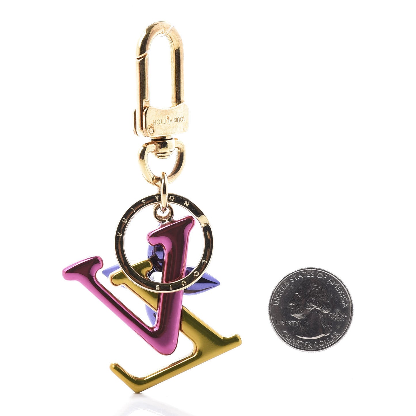 New Wave Bag Charm Key Holder Fuchsia Pink Yellow Purple