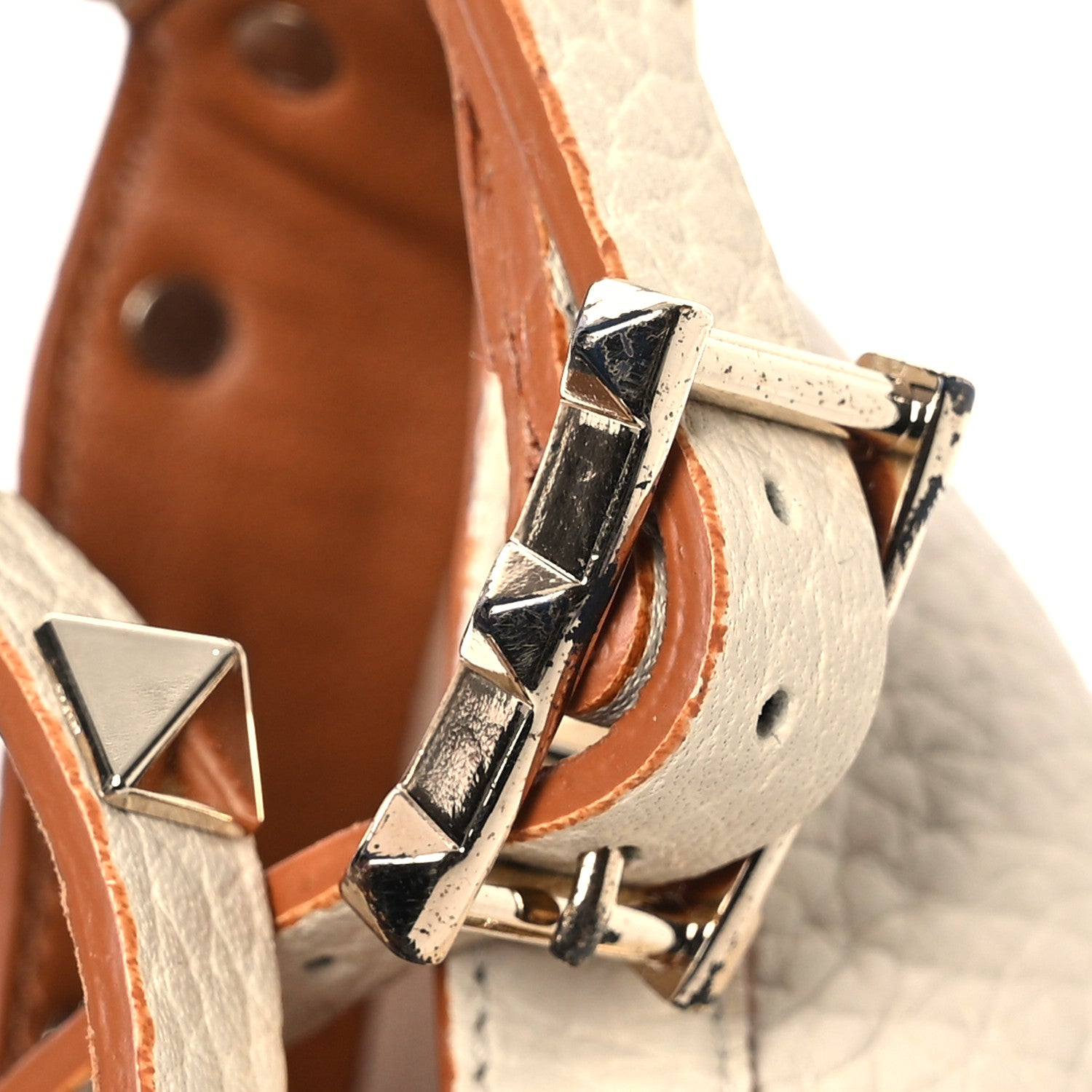 Valentino Garavani Grained Calfskin Rockstud Ankle Wrap Espadrille 15/85mm Wedges 38 Light Ivory 14 of 15