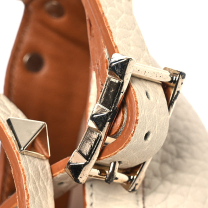 Valentino Garavani Grained Calfskin Rockstud Ankle Wrap Espadrille 15/85mm Wedges 38 Light Ivory 14 of 15
