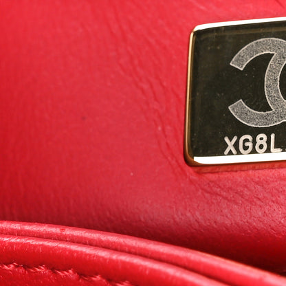 Chanel Caviar Quilted Lizard Embossed Extra Mini Coco Handle Flap Red 8 of 11